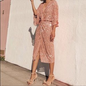 NWT ASOS Scatter Sequin Knot Kimono Midi Dress